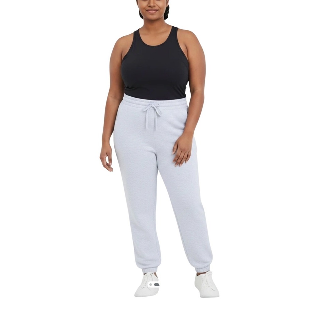 H&M Womens High Waisted Joggers Light Grey Heather Fleece Sweatpants Size‎ M NWT